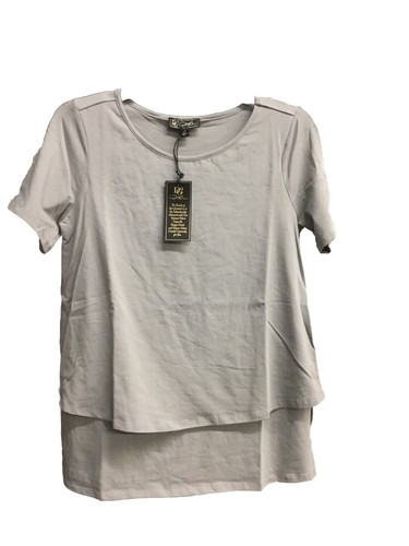 DG2 by Diane Gilman Kurzarm Strick Top grau Gr: XS - Bild 1 von 2