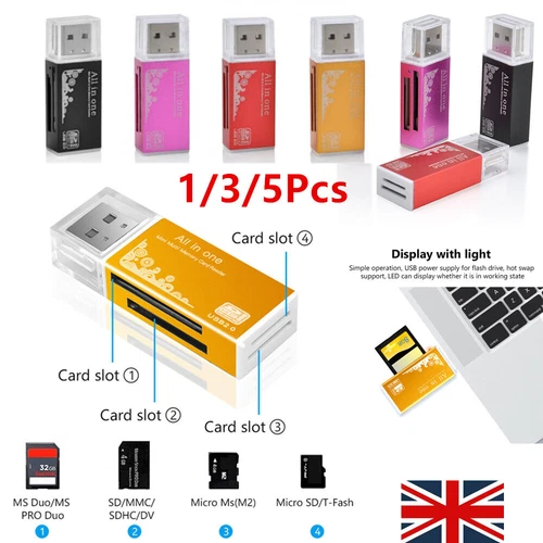 1/3/5x Multi Memory Card Reader MMC MS PRO -  All in 1 USB 2.0 for Micro SD/TF