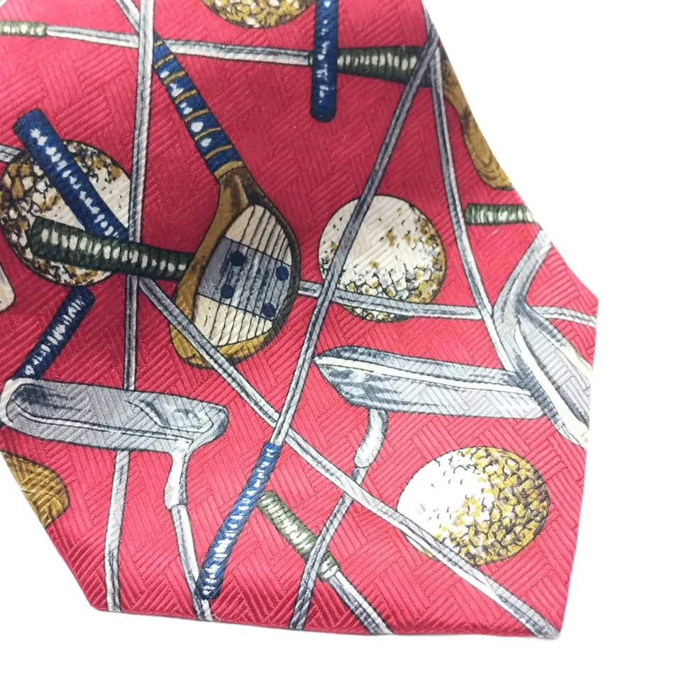 Gravata Claybrooke vermelha tacos de golfe seda novidade - Imagem 3 de 4