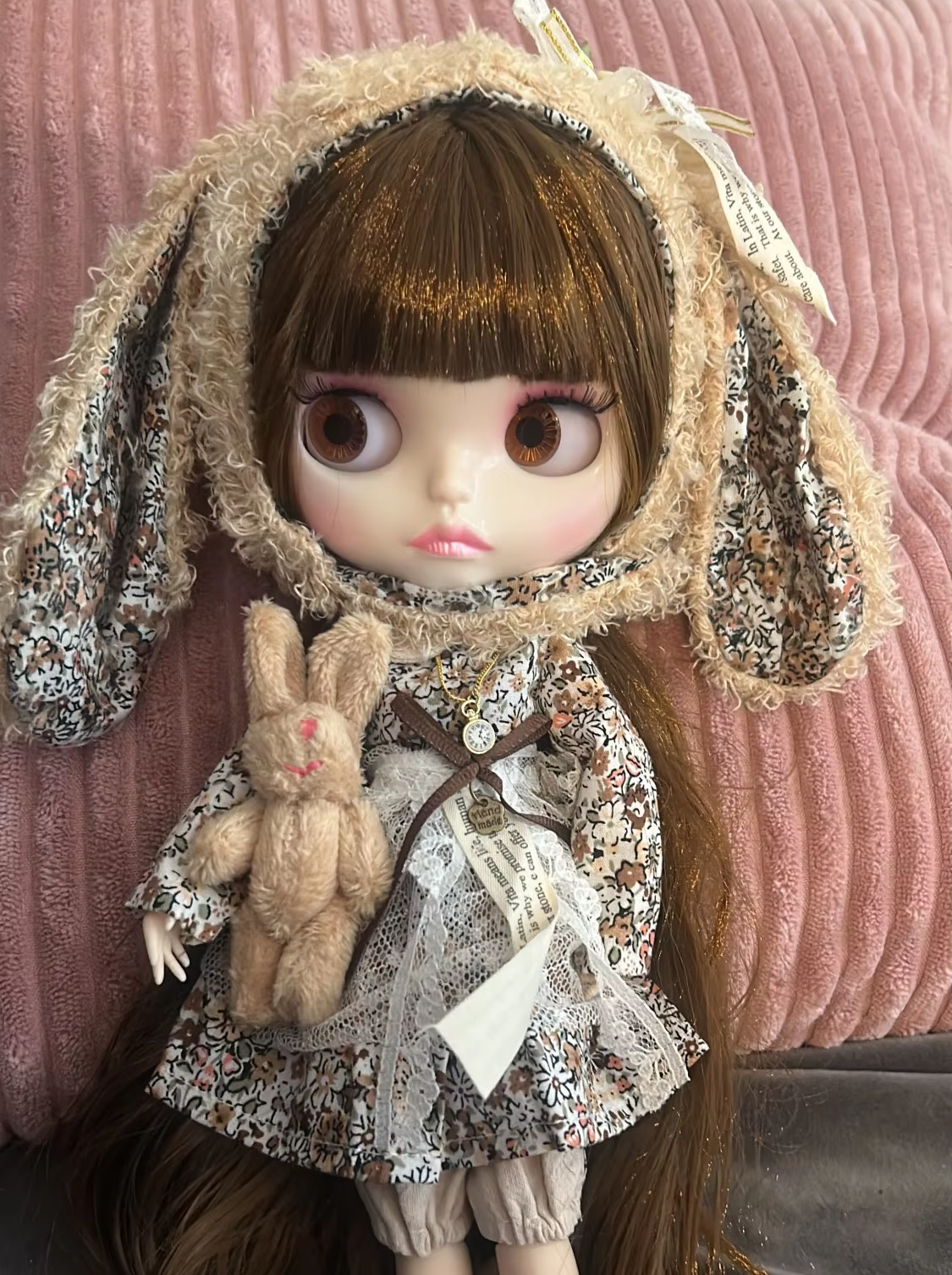 Clothes With Long-ear Hat Pants Floral Dress for 12