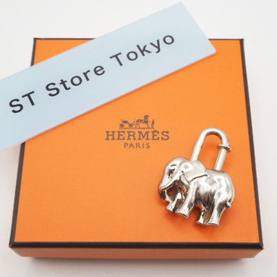 [Sehr gut] Hermes 1988 Elefant Cadena Silber Vorhängeschloss Taschenanhänger ...