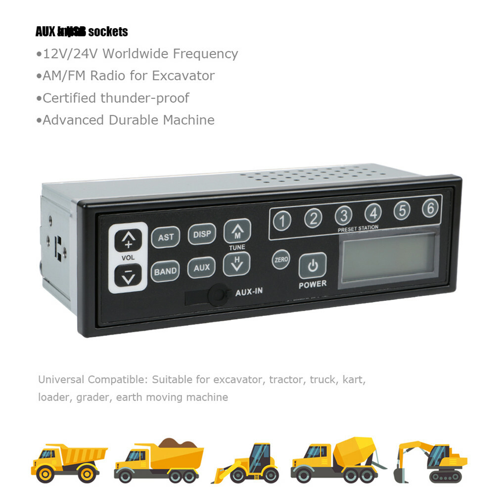 HITACHI  TVラジオ 12-24V Excavator Radior Tractor Stereo AUX FM MP3 Player for