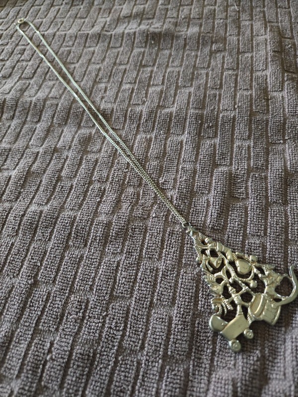 Gorham 1985 Silver Christmas Tree Ornament Necklace 29"