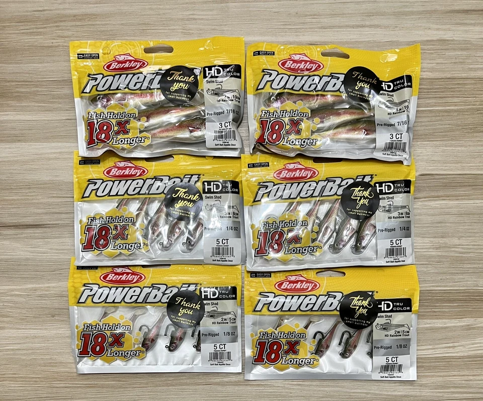 Berkley PowerBait (lote de 6) Pogy Swim Shad Swimbaits, ¡pesca de lubina! ¡NUEVO CON ETIQUETAS! Foto 4 de 4