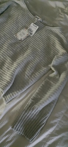 Pink Rose, Womens Slouchy Oversized Sweater, Light Grey, Size L - Picture 3 of 11