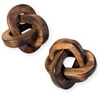 Pair of Rustic Wooden 3-Link Knot Ornaments for Home