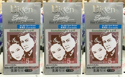 3 x Bigen Speedy Japan Hair Dye Hair Color Conditioner Dark Brown