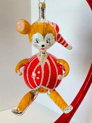 Christopher Radko Italian Glass Ornament BEDTIME BUDDY 93-239 Mouse with Cap