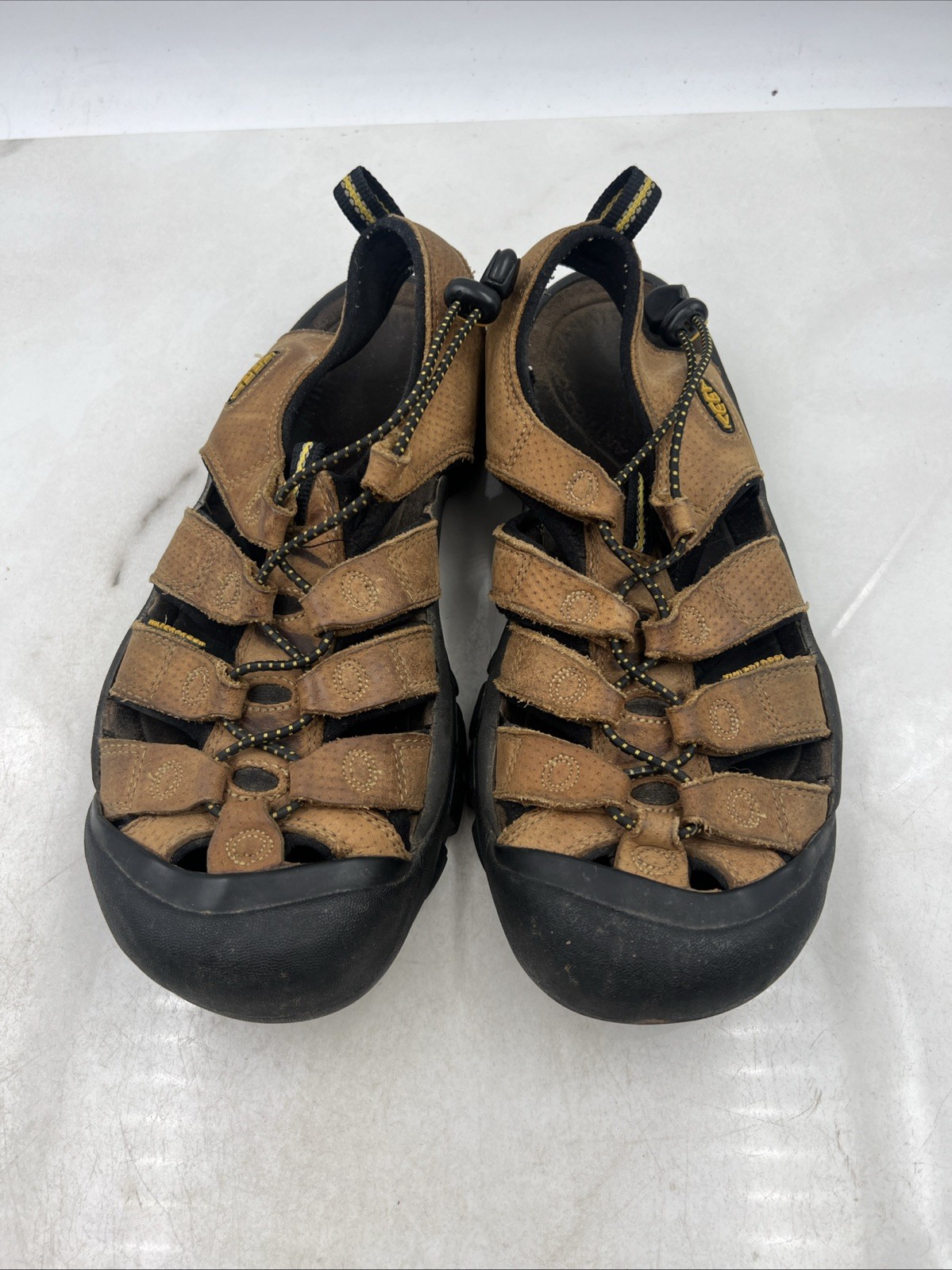 Sandali Keen uomo taglia 9 Newport H2 pelle marrone punta chiusa escursionismo impermeabili