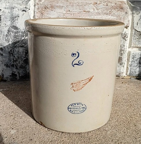 Antique Vintage 2 Gallon Red Wing Potteries Stoneware Crock