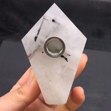 Natural Black Tourmaline Quartz Crystal Rhombus Smoking Pipe Healing Tobacco