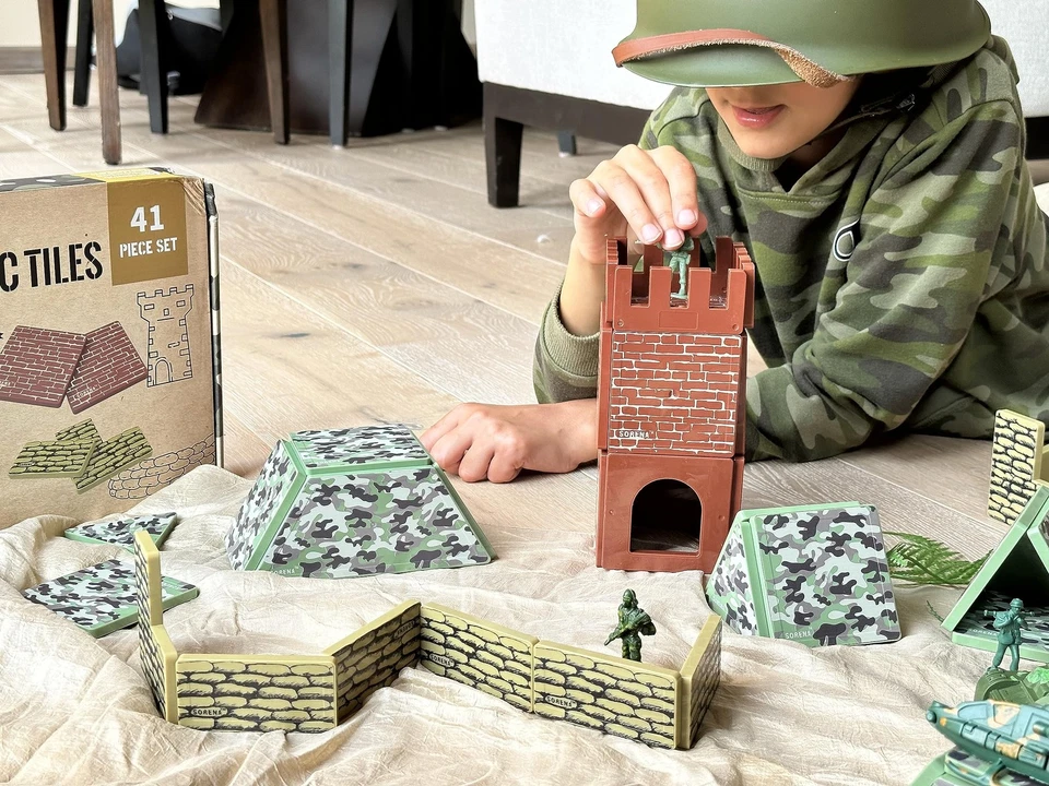 Magnetic Building Tiles - Army-Themed STEM Playset for Kids Imaginative Play - Image 2 of 4