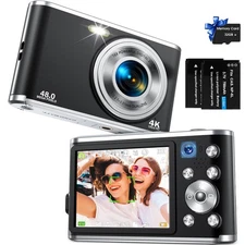 Digital Camera FHD 4K Vlogging Camera with Autofocus Dual Lens 48MP 16X Digit...