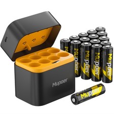 Rechargeable AA Lithium Batteries with Charger,16 Count 3600 mWh 1.5V Double ...