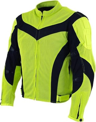 Xelement CF-6019-66 Men's XLarge 'Invasion' Neon Green Textile Motorcycle Jacket