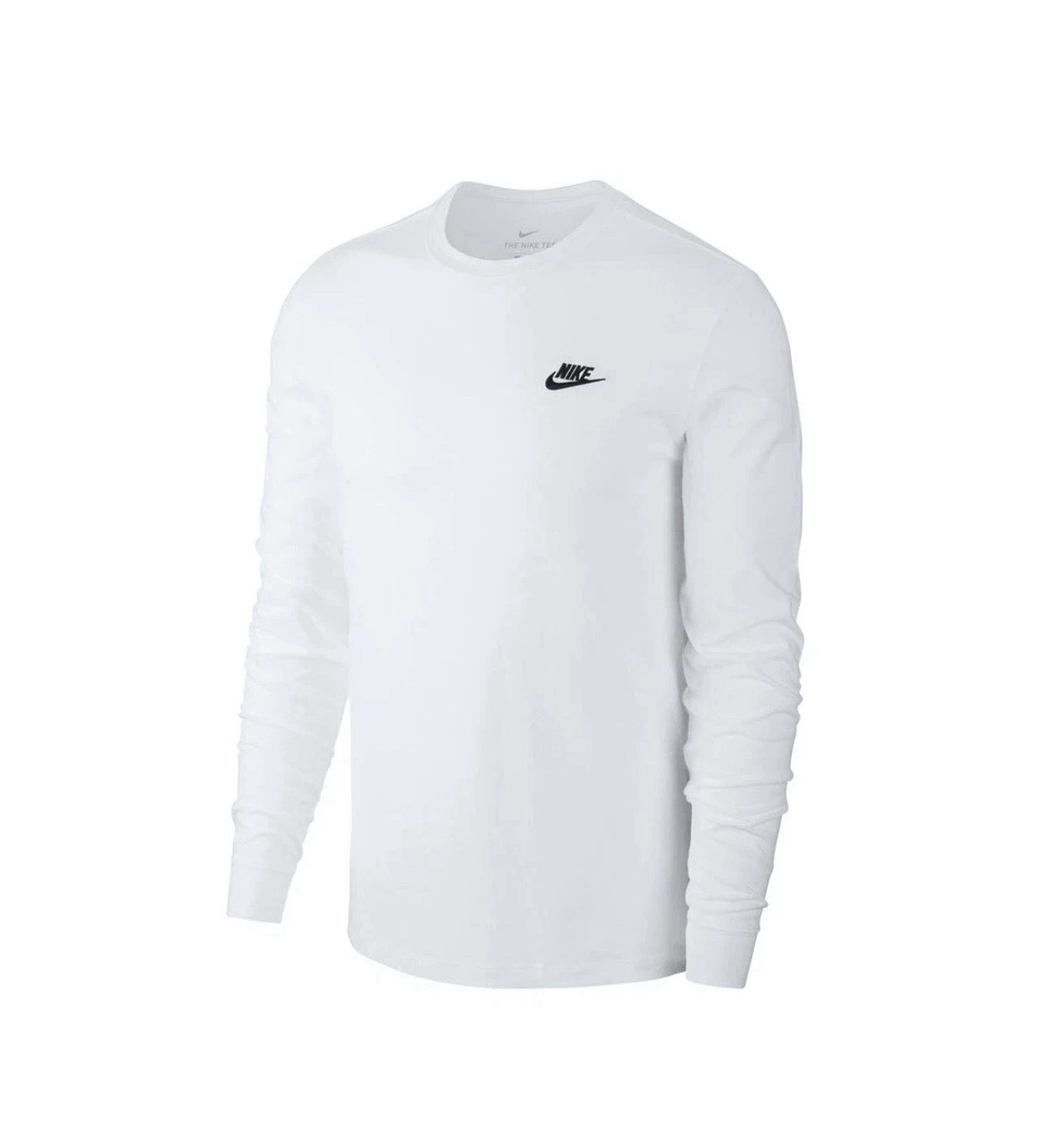 Nike Men’s Sportswear Club Long-Sleeve T-Shirt White Size Medium AR5193-100 NWT