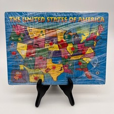 Wooden USA Map Peg Puzzle Educational United States Geography Toy for Kids