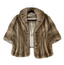 Abraham & Straus 1920s Mink Fur Stole Collared Pockets Old Money Classic Luxury