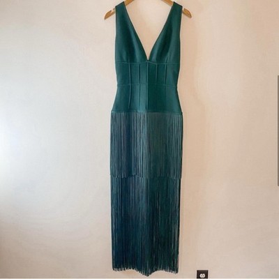 Herve Leger Green Fringe Maxi Dress Size Medium | eBay Herve Leger Green Fringe Maxi Dress Size Medium | eBay