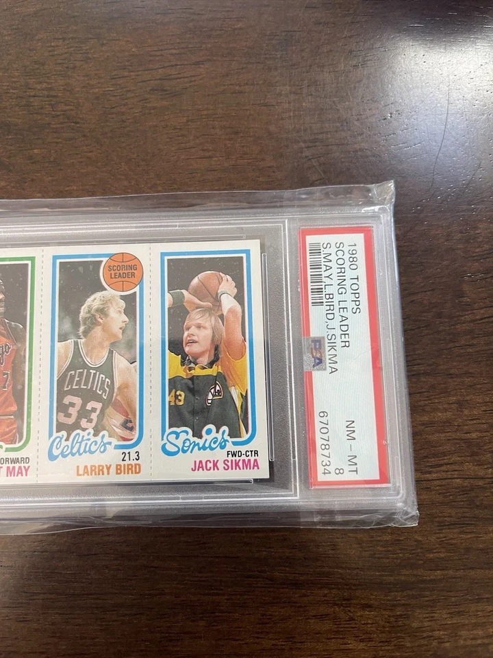 1980 Topps Scoring Leader Larry Bird Rookie Card PSA 8 Scott May Jack Sikma RC - Image 4 of 4