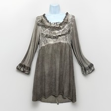 Urban Mango Fairy Dress Lace Sz M  Ruffles Fantasy Sheer Layers Gray Coquette