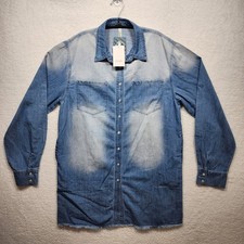 Celeste Womens Denim Shirt Dress Light Wash S...