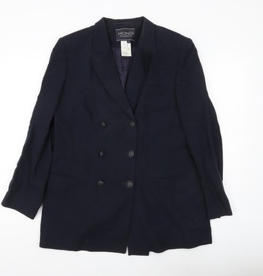 Mondi Classics Herren Blazer Sakko Blau Wolle Zweireiher Größe 42