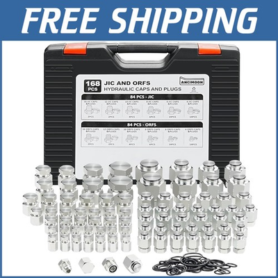 #ad 168PCS JIC amp; ORFS Hydraulic Caps amp; Plugs Kit for High Pressure Sealing Solutions $239.39