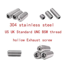 1/4-28 304 stainless steel Allen set screws hex socket hollow Exhaust screw