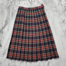 Vintage Skirt Womens S Multicolor Tartan Plaid Pleated Twill Schoolgirl Preppy