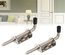 2 Loquets à Ressort Inox 304 - Verrou Porte Garage Abri Jardin - 10x128mm Argent