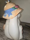 Vtg Easter Bunny Cookie Jar Ceramic Rabbit Floral Hat Spring Easter Cottagecore — photo 5