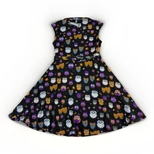 Modcloth NWT Elegance Anew Dress Moon Gazer Owl Print Fit & Flare Sz L Retro Fun