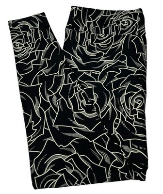 LuLaRoe Leggings TC2 Tall Curvy 2 Halloween Floral BLACK Bold ROSE Modern Casual