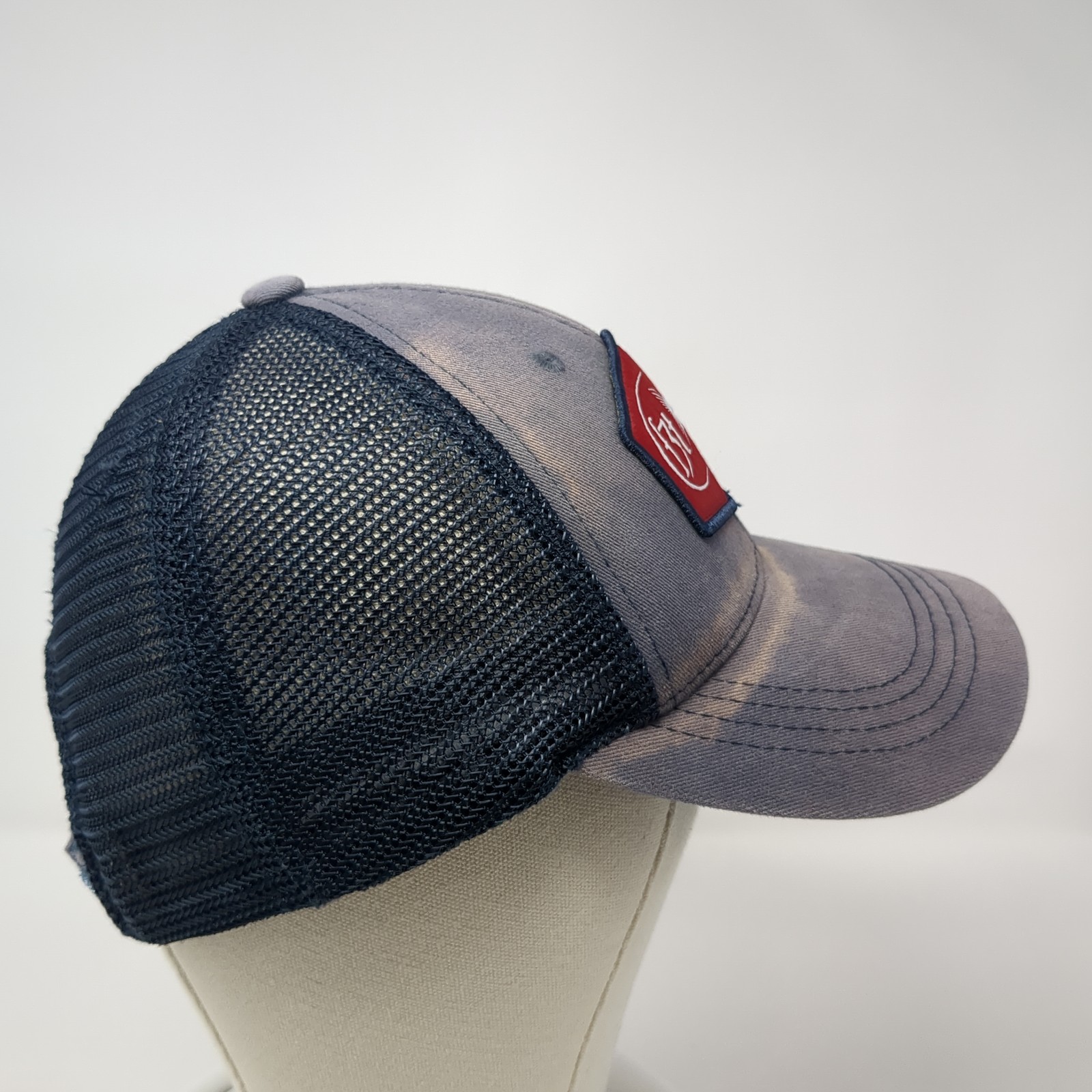 F3T Fish Bone Patch Strapback Trucker Hat Blue On… - image 5