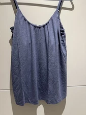 SOMA Cool Nights criss cross cami Tank Top Shelf Bra LARGE heather dusk blue NWT