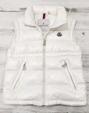 Moncler Kids White Nylon- Cotton Puffer Vest Size 6