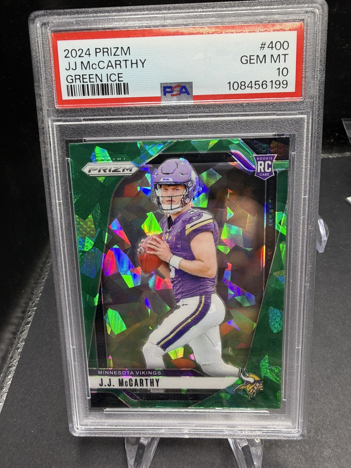 2024 Prizm Green Ice parallel JJ McCarthy RC #400 Vikings PSA Gem Mint 10 pop 29