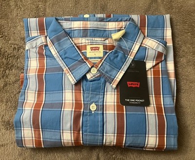 NWT Levi's long sleeve plaid button down shirt / size large