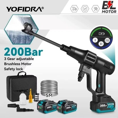 Hochdruck-Wasserpistole 200 Bar, 6-in-1, Akku betrieben, 18V kompatibel