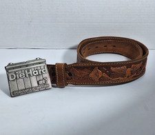 Vintage 70's Sears Roebuck Hand Painted Tooled Leather Belt Men 36 Western Metal