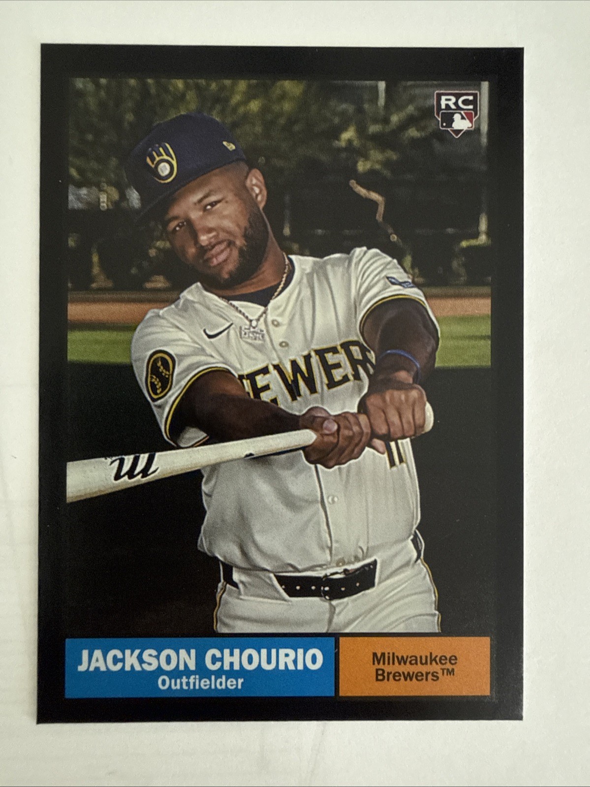 Jackson Chourio 2024 Topps Archives Black Foilboard RC Milwaukee Brewers #44