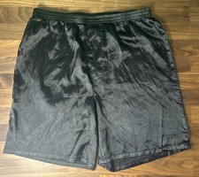 Vintage L Liquid Satin Hedonistic Button Fly Black Boxer Shorts Second Skin Long