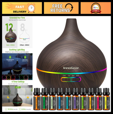 Aromatherapy Diffuser 400ml with 10 Essential Oils, Ultrasonic Cool Mist Humidif