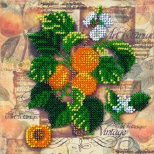 Bead Embroidery Kit "Apricot branch" Beaded Stitching Beadwork