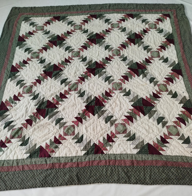 Vintage Handarbeit schöne Ananas Blockmuster bunte Decke 82x81 Zoll