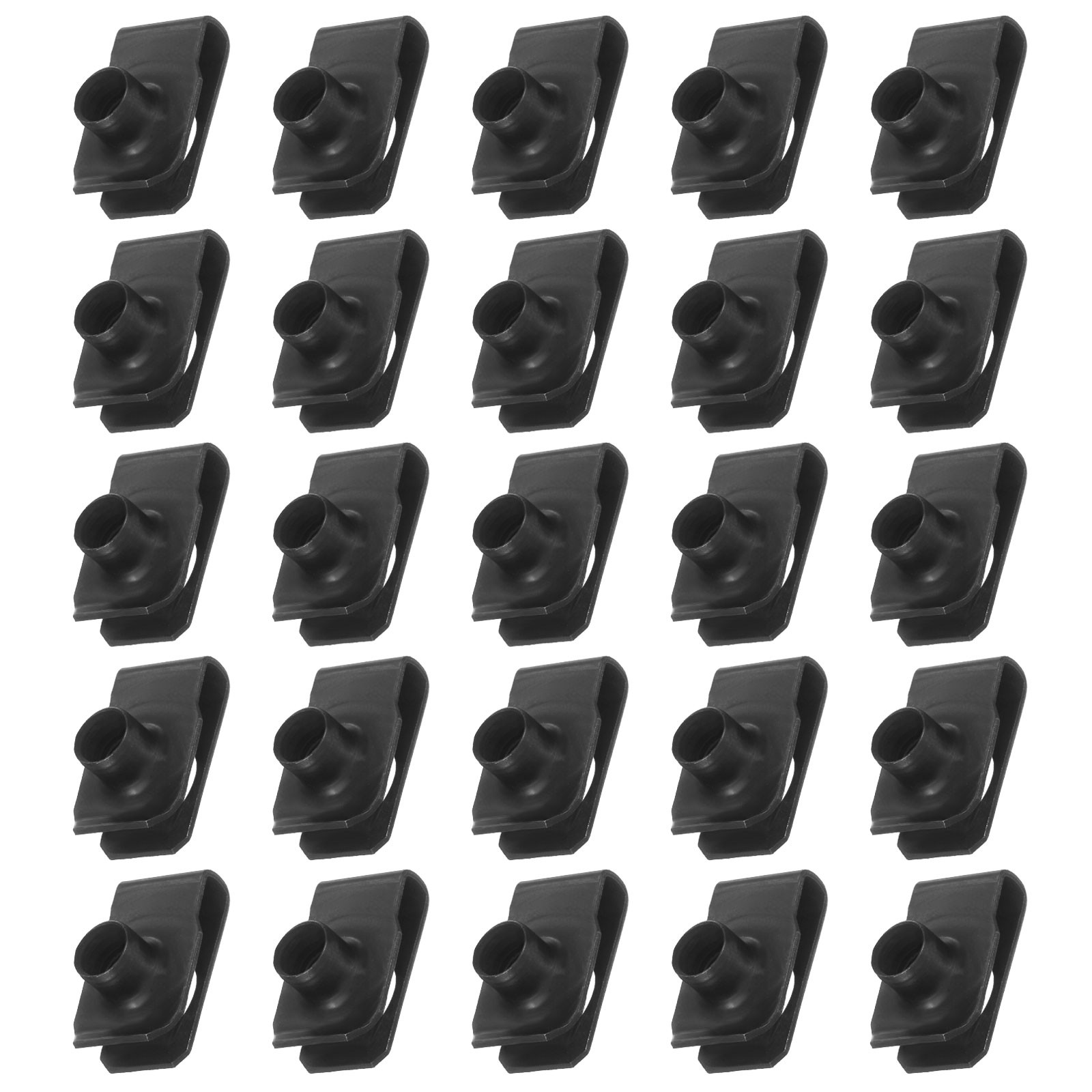 25Pcs U-Style Clip-On M8-1.25 Nut U-Type Fasteners Manganese Steel Black