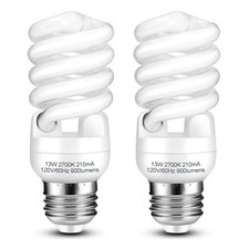 CFL Light Bulbs E26 Base, T2 Spiral 13Watt 60Watt Equivalent Soft White 270...