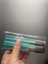 Estee Lauder Women's RARE TURQUOISE Teal Green 4 Piece Travel Makeup Brush Set