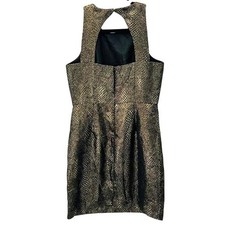 Jack Metallic Dress Womens 4 Gold Black Sheath Cocktail Party Evening